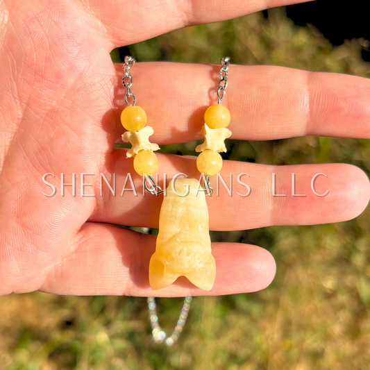 Yellow Calcite Bat Necklace