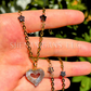 Druzy Dark Agate Heart Necklace