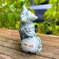 Moss Agate Howling Wolf