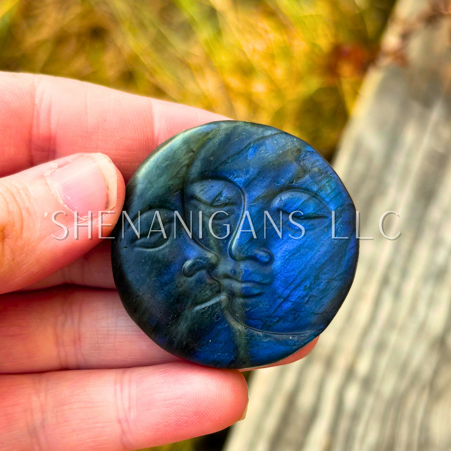 Moon Sun Face - Statement Pendant Size - Flat Crystal Carving