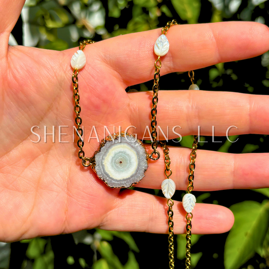 Druzy Light Agate Slice Necklace