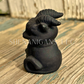 Small Chubby Cat with Goat Horns - Obsidian - Crystal Carving