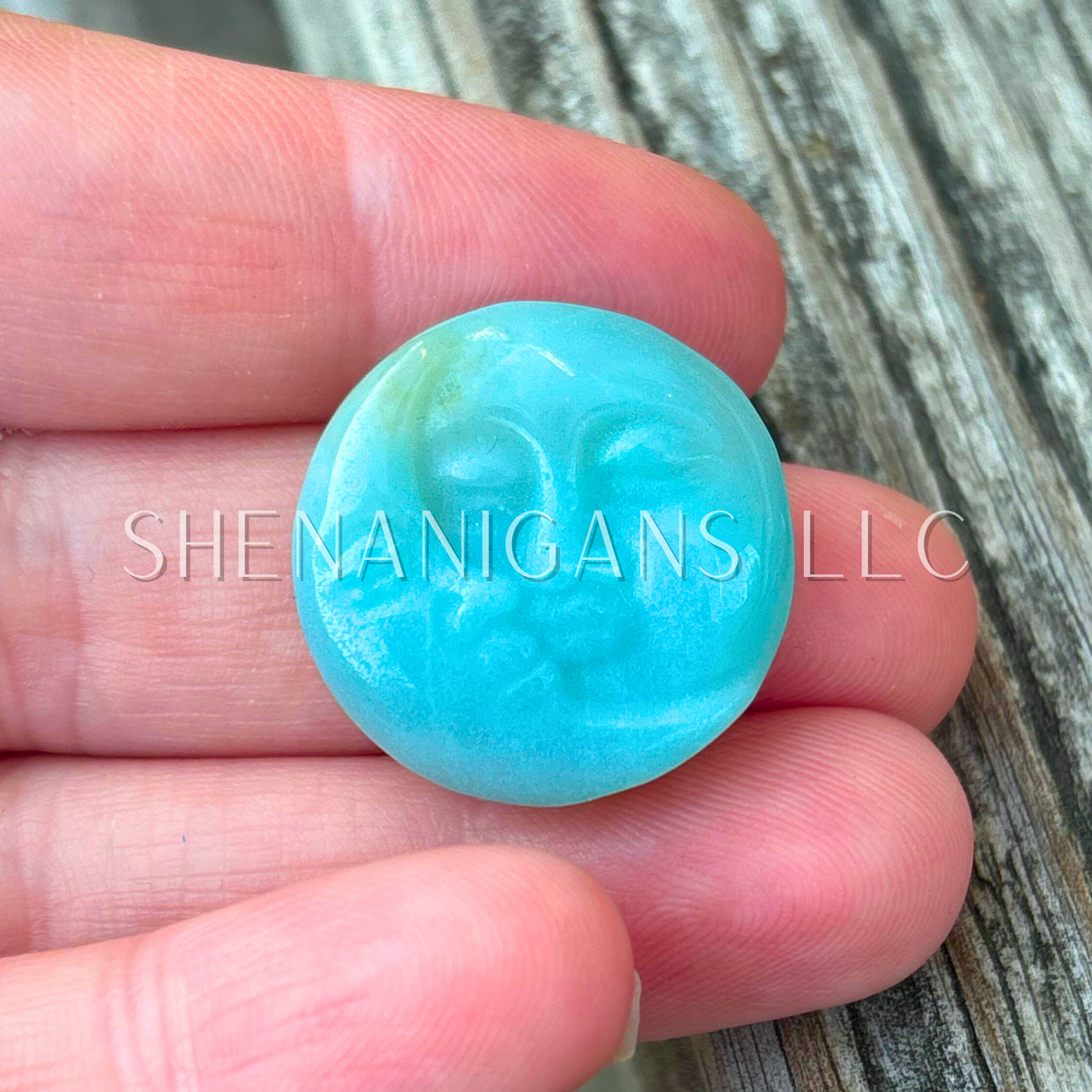 Moon Sun Face - Small Pendant Size - Flat Crystal Carving