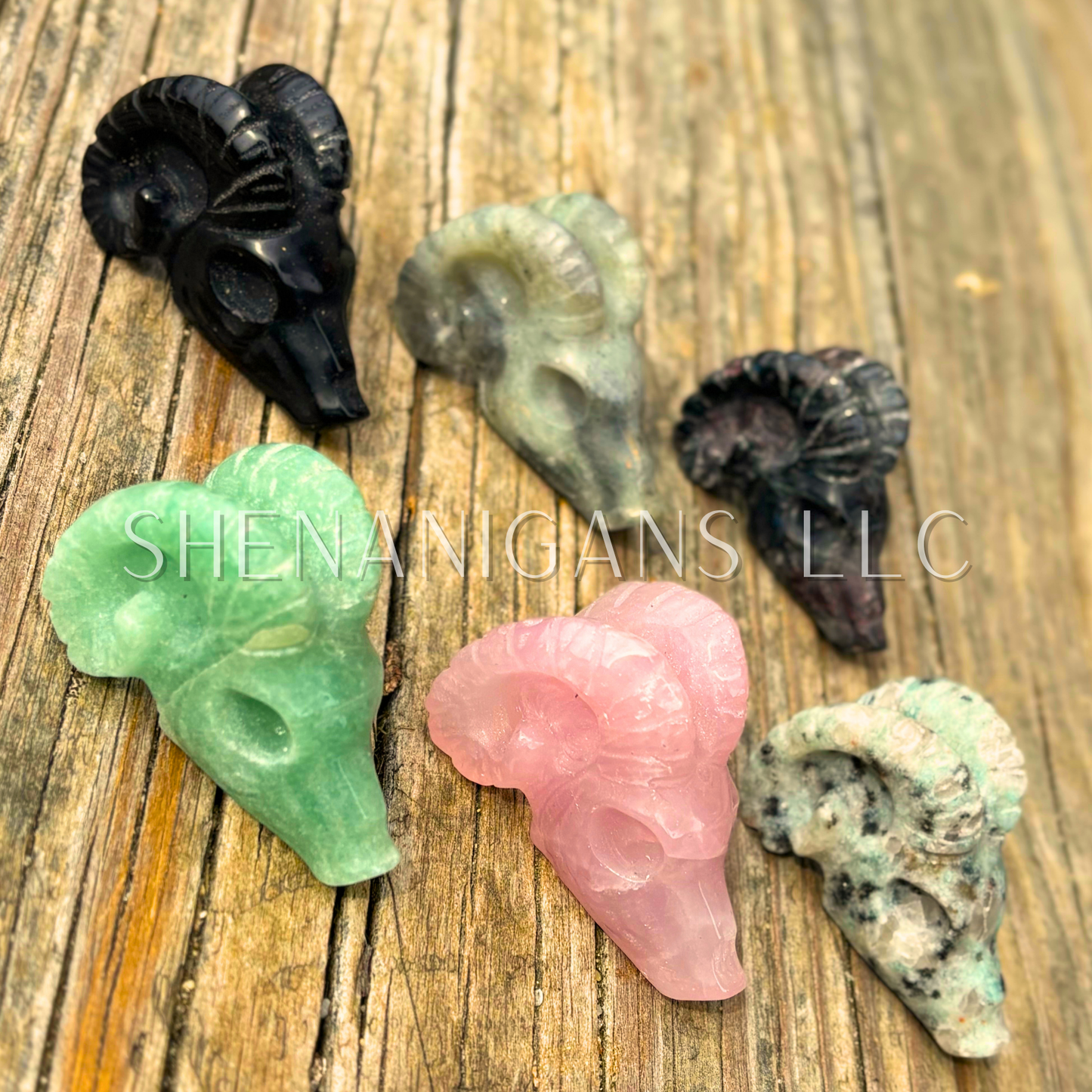 Ram Skull Crystal Carving