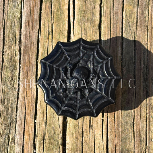 Spider Web Skull - Obsidian - Crystal Carving