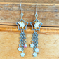 Shooting Star Earrings with Aqua Terra Jasper Stars & Rattlesnake Vertebrae – Handmade Celestial Coffin Display