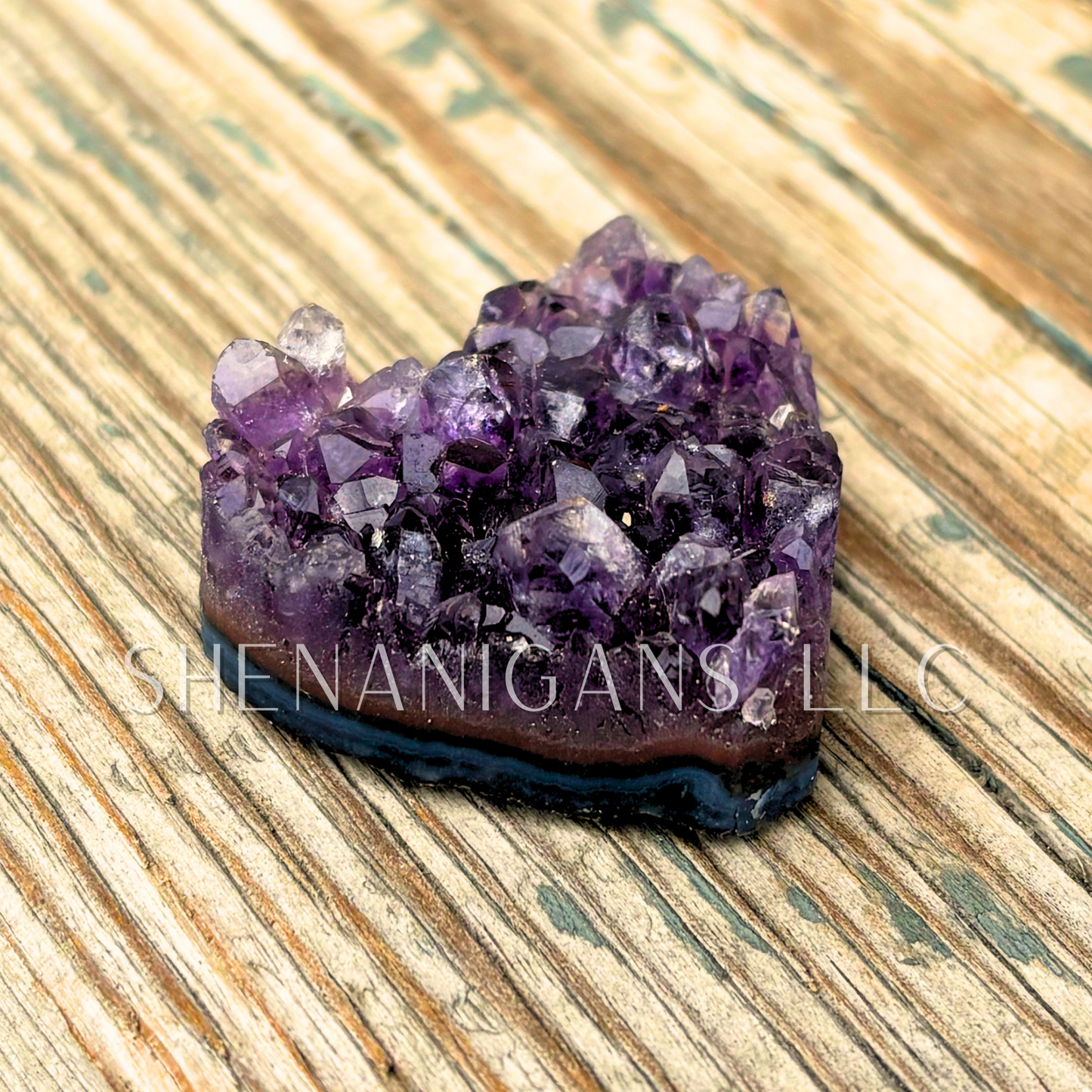 Carved Heart Amethyst Cluster on Martix