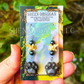 Silver Sheen Obsidian Puffy Paw Print Earrings with Hematite Beads & Rattlesnake Vertebrae