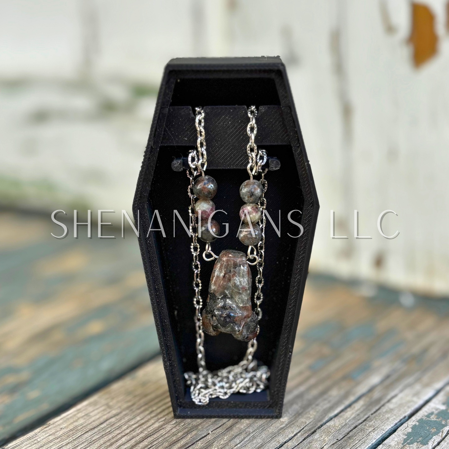 UV Reactive Yooperlite Bat Necklace – Crystal Carving with Yooperlite & Ruby Kyanite Beads