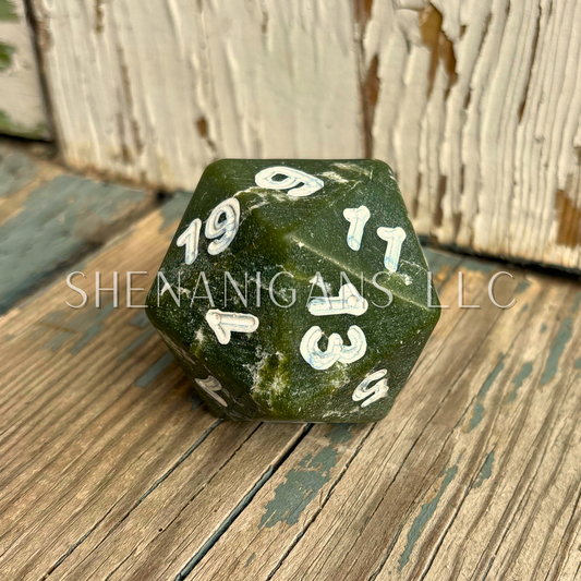 Large D20 Carved Crystal Dice