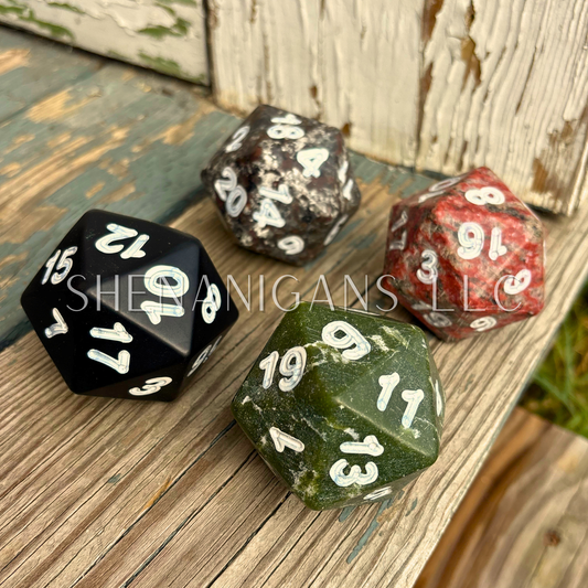 Large D20 Carved Crystal Dice