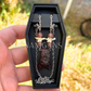 Strawberry Quartz Bat Necklace – Crystal Carving with Strawberry Quartz Beads & Silver Chain