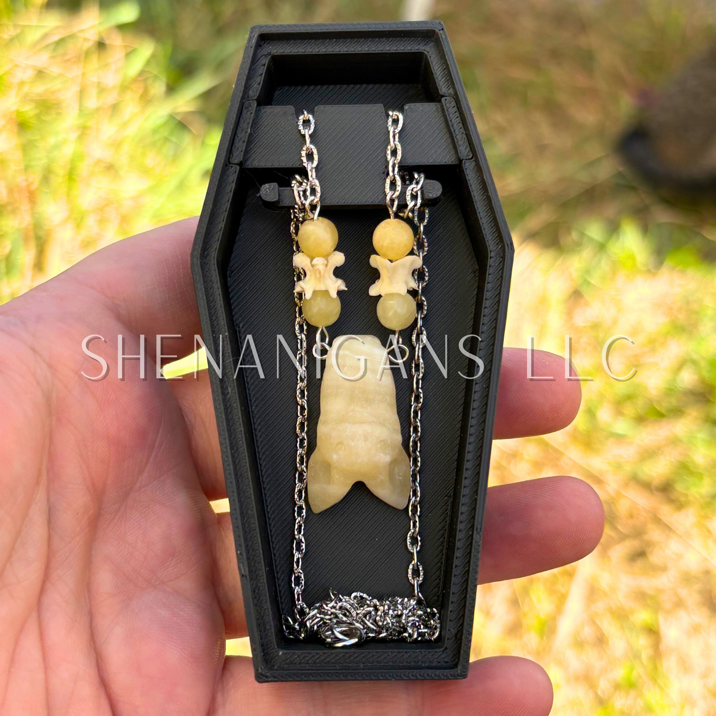 Yellow Calcite Bat Necklace