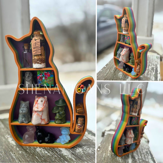 Curio Shelf Cat - Trinket, Desk, Crystal