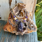 Amethyst Bat Necklace with Lepidolite Beads and Rattlesnake Vertebrae