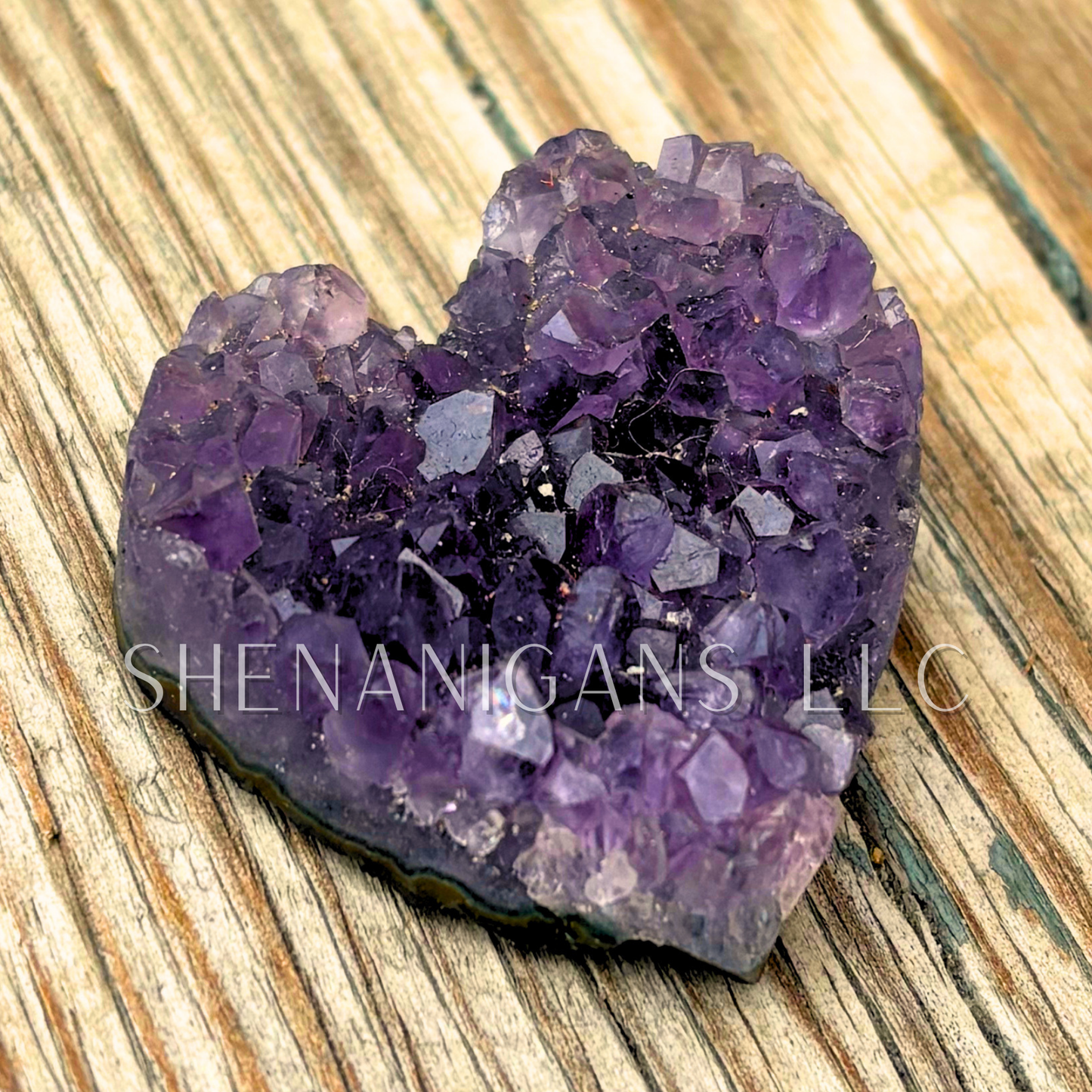 Carved Heart Amethyst Cluster on Martix