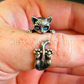 Cat Ring with Labradorite Eyes - Alloy Setting