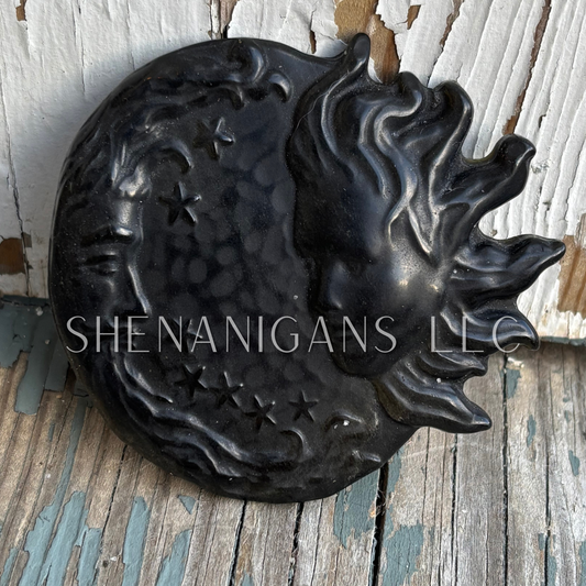 Obsidian Sun and Moon Flat Carving