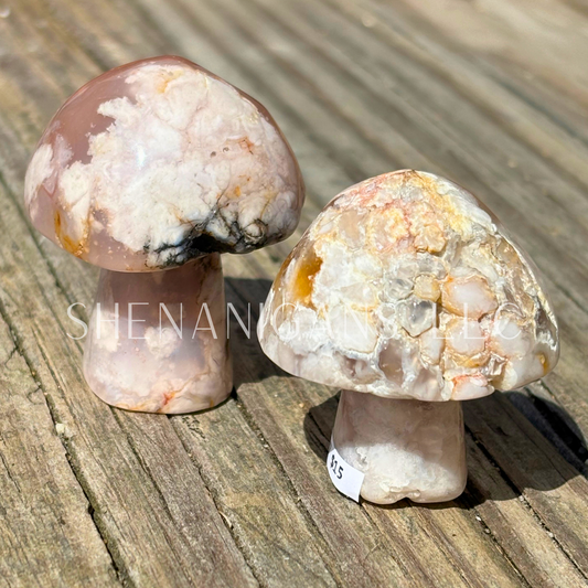 Druzy Flower Agate Mushroom - Crystal Carving