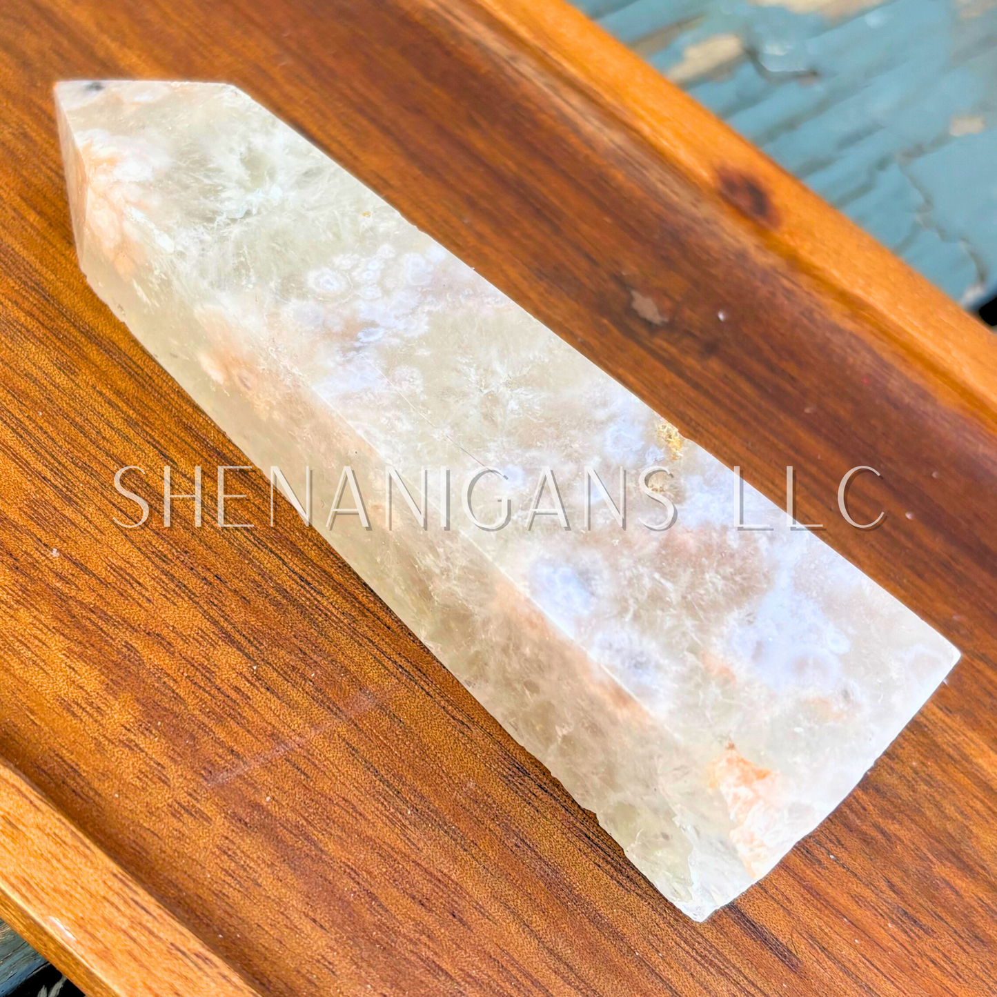 3.5" Flower Agate Polished Point Mineral Specimen Gemstone Crystal Obelisk Wand