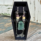Green Fluorite Hanging Fruit Bat Necklace with Green Flourite Beads