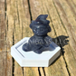 Flying Witch Cat with Hat on Broom - Small - Crystal Carving