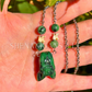 Fruit Bat Necklace – Zoisite Bat with Ruby Zoisite Beads and Snake Vertebrae