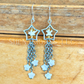 Shooting Star Earrings with White Mother of Pearl Stars & Rattlesnake Vertebrae – Handmade Celestial Coffin Display
