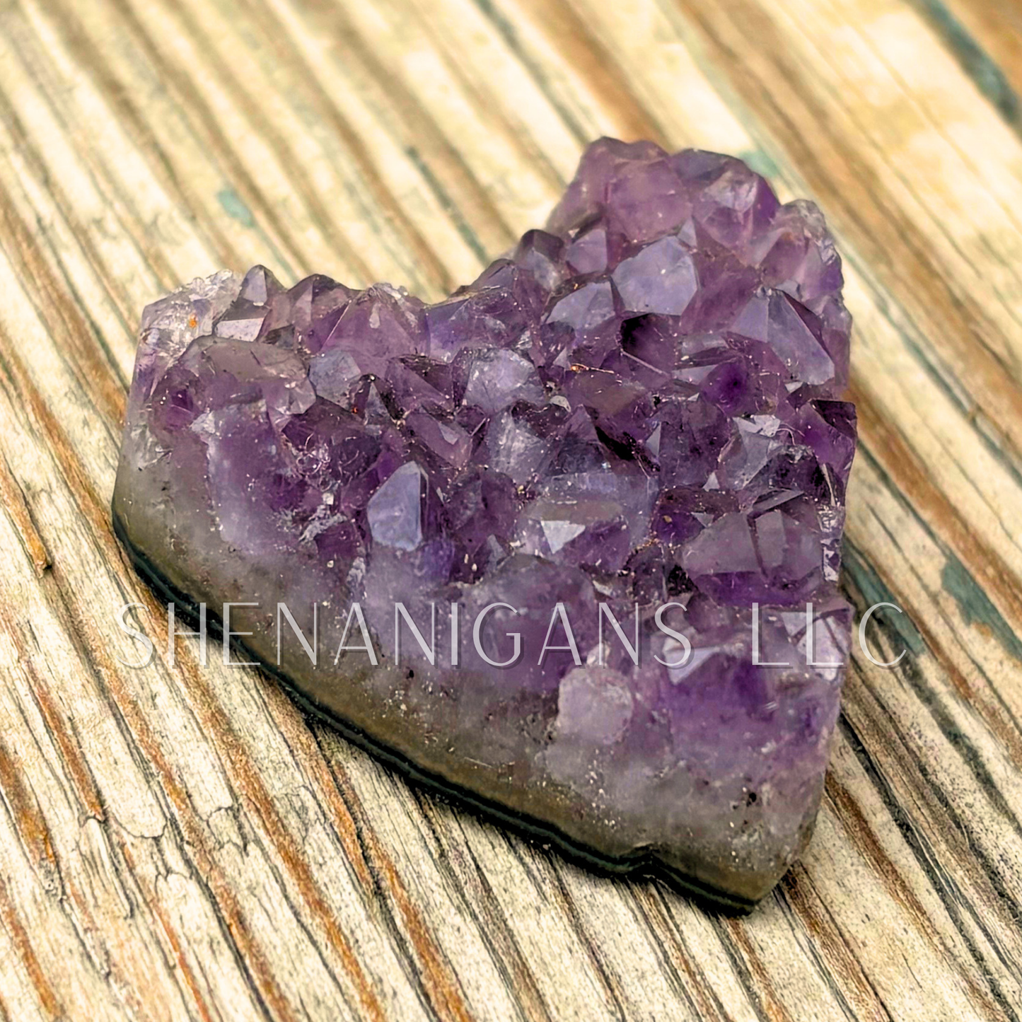 Carved Heart Amethyst Cluster on Martix