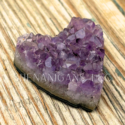 Carved Heart Amethyst Cluster on Martix