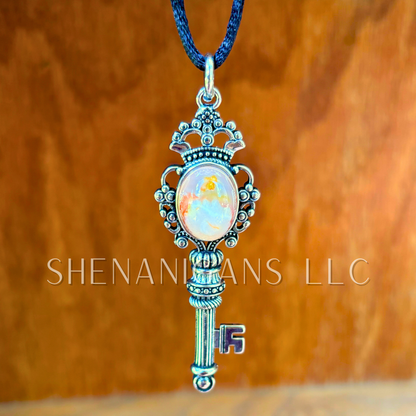 Alloy Key Pendant on Satin Silk Necklace Cord