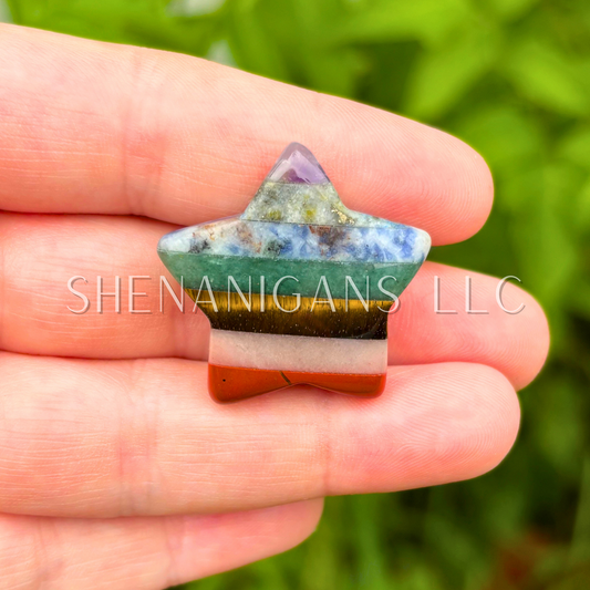 Chakra Rainbow 3cm Star Carving