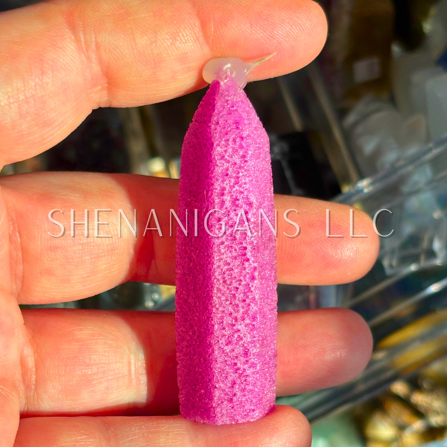 Honeycomb Ruby (UV Reactive) Polished Point Mineral Specimen Gemstone Crystal Obelisk Wand (Copy)