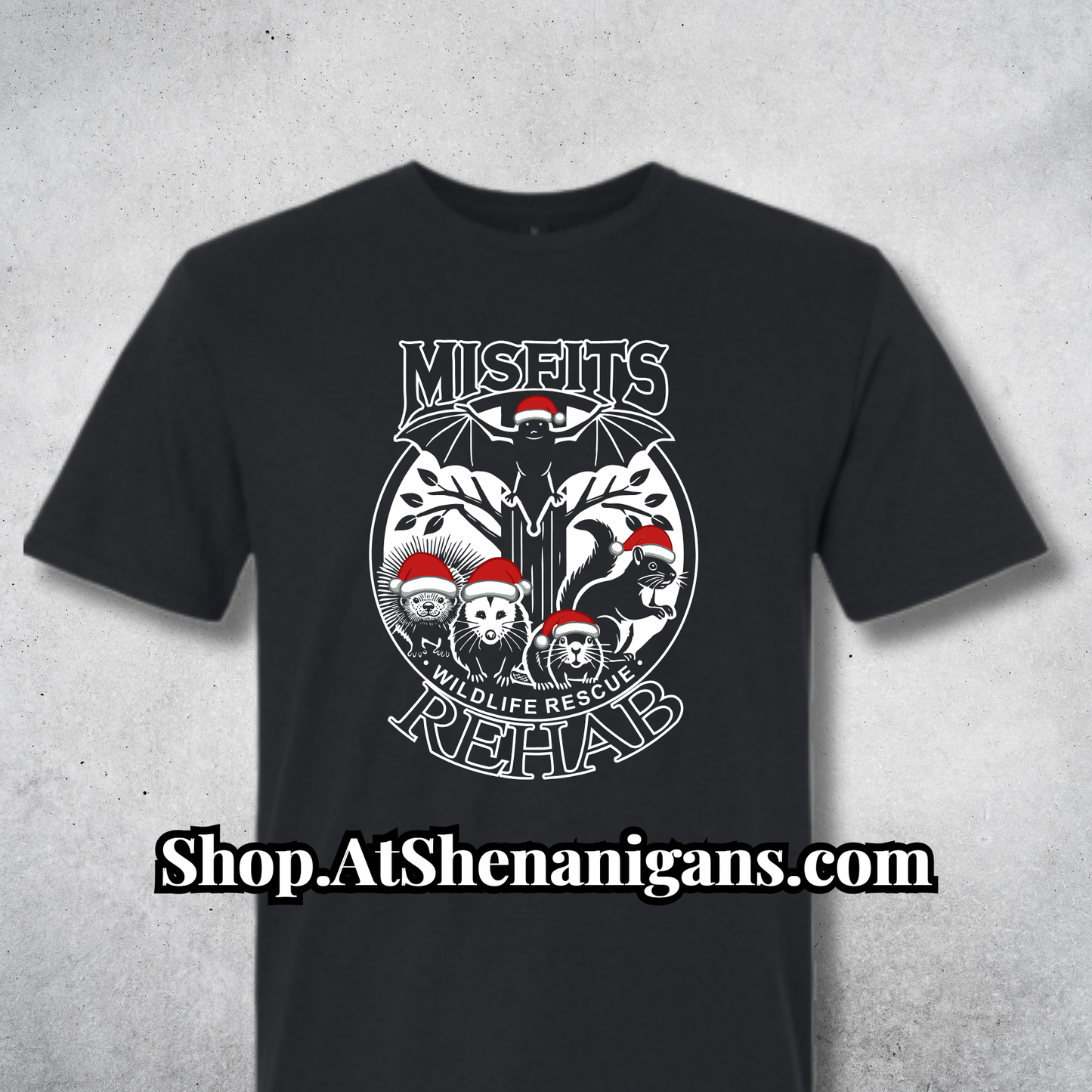 Misfits Rehab Wildlife Support Apparel - Official Merch - Christmas in Black