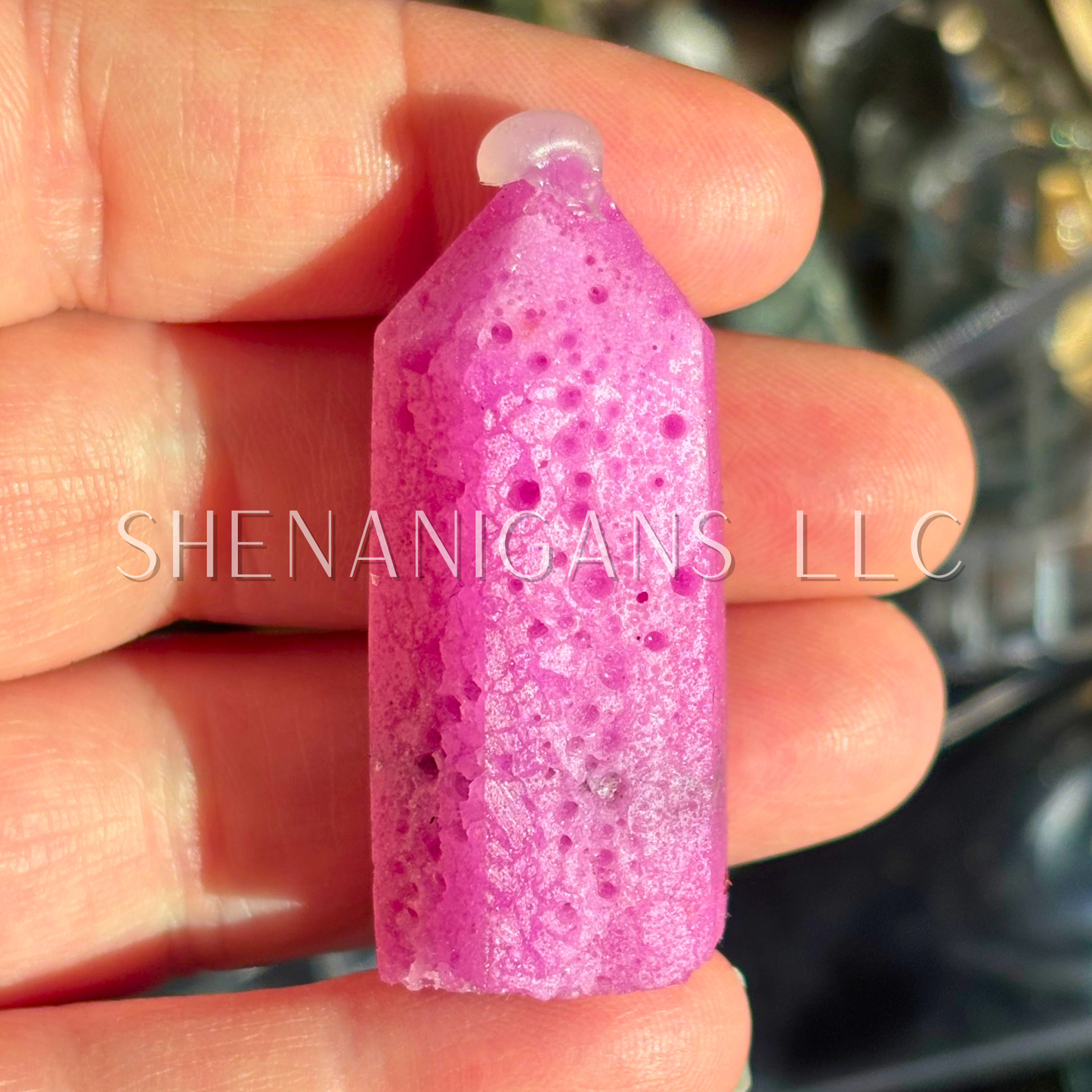 Honeycomb Ruby (UV Reactive) Polished Point Mineral Specimen Gemstone Crystal Obelisk Wand (Copy)