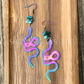 Rainbow Aura Celestial Snake Earrings with Crystal Chips – Ionized Stainless Steel
