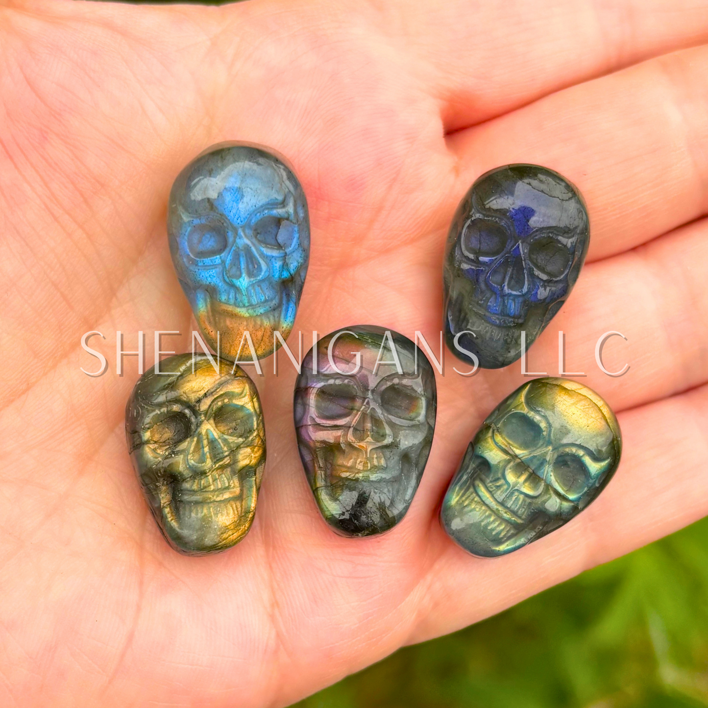 Skull - Mini Labradorite, Excellent Flash - Crystal Carving