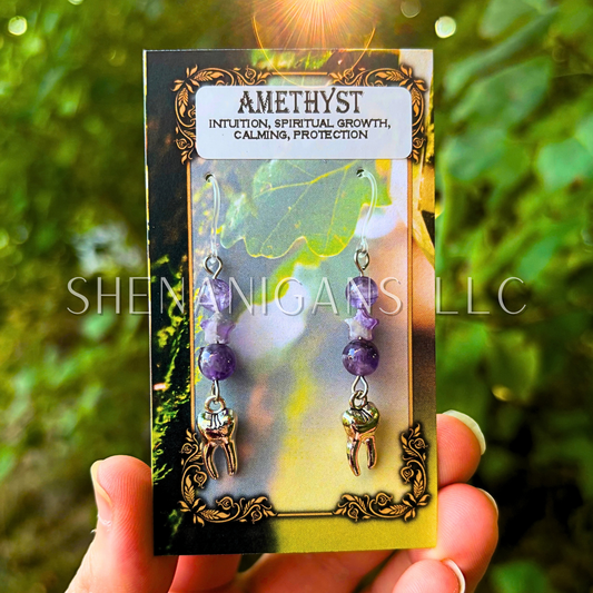 Tooth Earrings with Crystal Stars - Dangle Jewelry