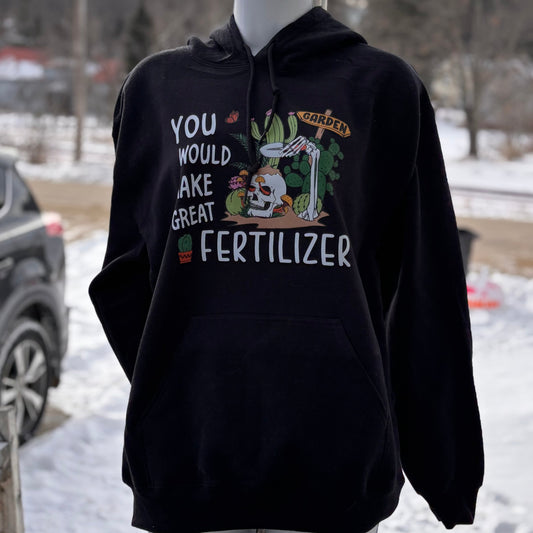 You'd Make Great Fertilizer, Black Tee Shirt, Hoodie, Skull, Plant, Succulent, Skeleton, Cottagecore