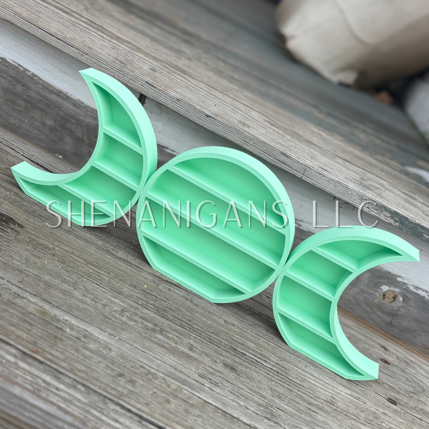 Curio Shelf Triple Goddess - Moon Phase 3 Piece Set - 3 Shelf - Trinket, Desk, Crystal