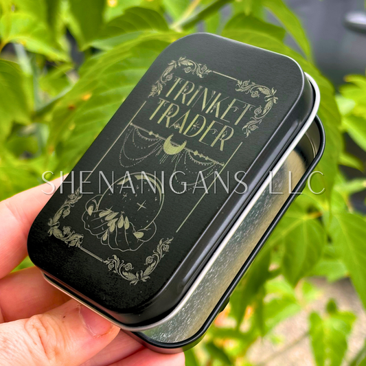 Trinket Trader Tin | Fantasy Metal Storage Tin for Dice, Crystals & Keepsakes