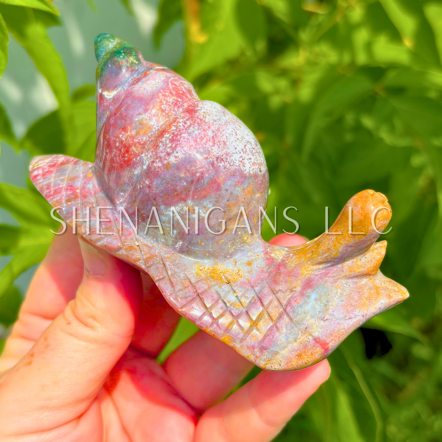 Ocean Jasper Snail Carving