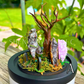 Yooperlite (UV) Hanging Crystal Bat in Graveyard - Bubble Cloche Dome Art