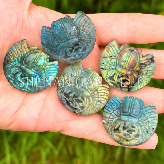 Scarab Labradorite Flat Carving