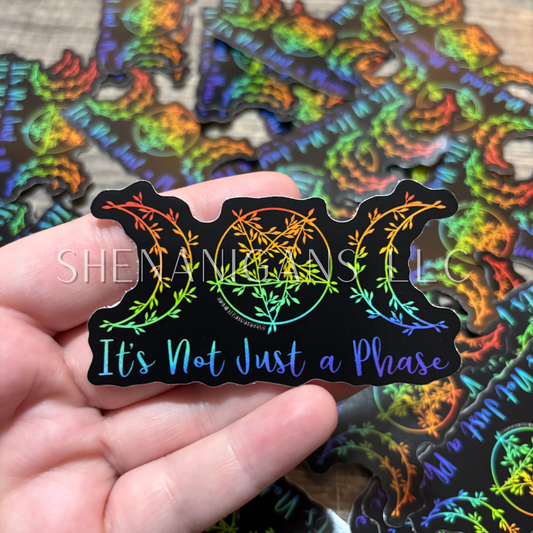 Pride Moon Phase, Its Not Just a Phase Hand Drawn Digital Art Sticker