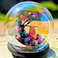 Hanging Crystal Bat in Graveyard - Bubble Cloche Dome Art