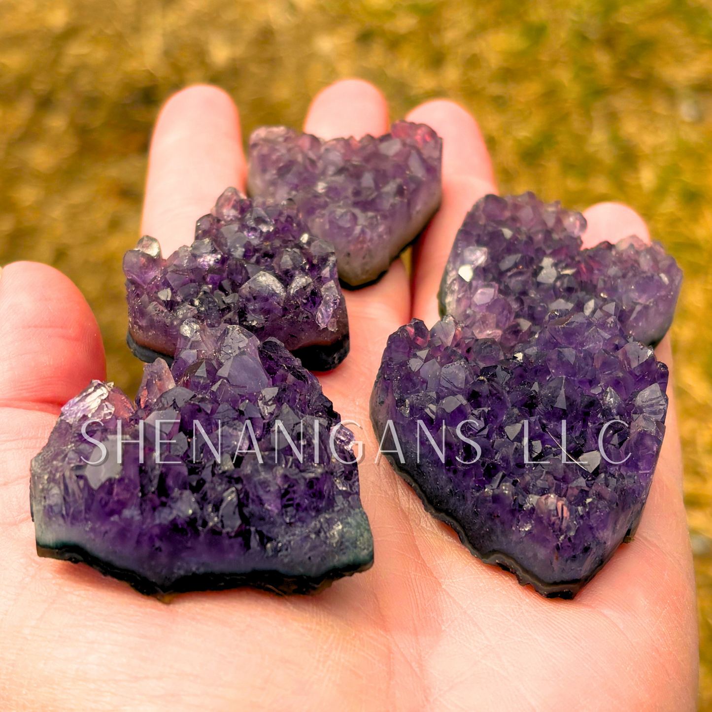 Carved Heart Amethyst Cluster on Martix