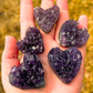 Carved Heart Amethyst Cluster on Martix