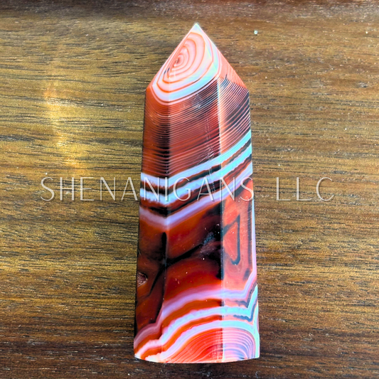 Red Banding Agate Polished Point Mineral Specimen Gemstone Crystal Obelisk Wand