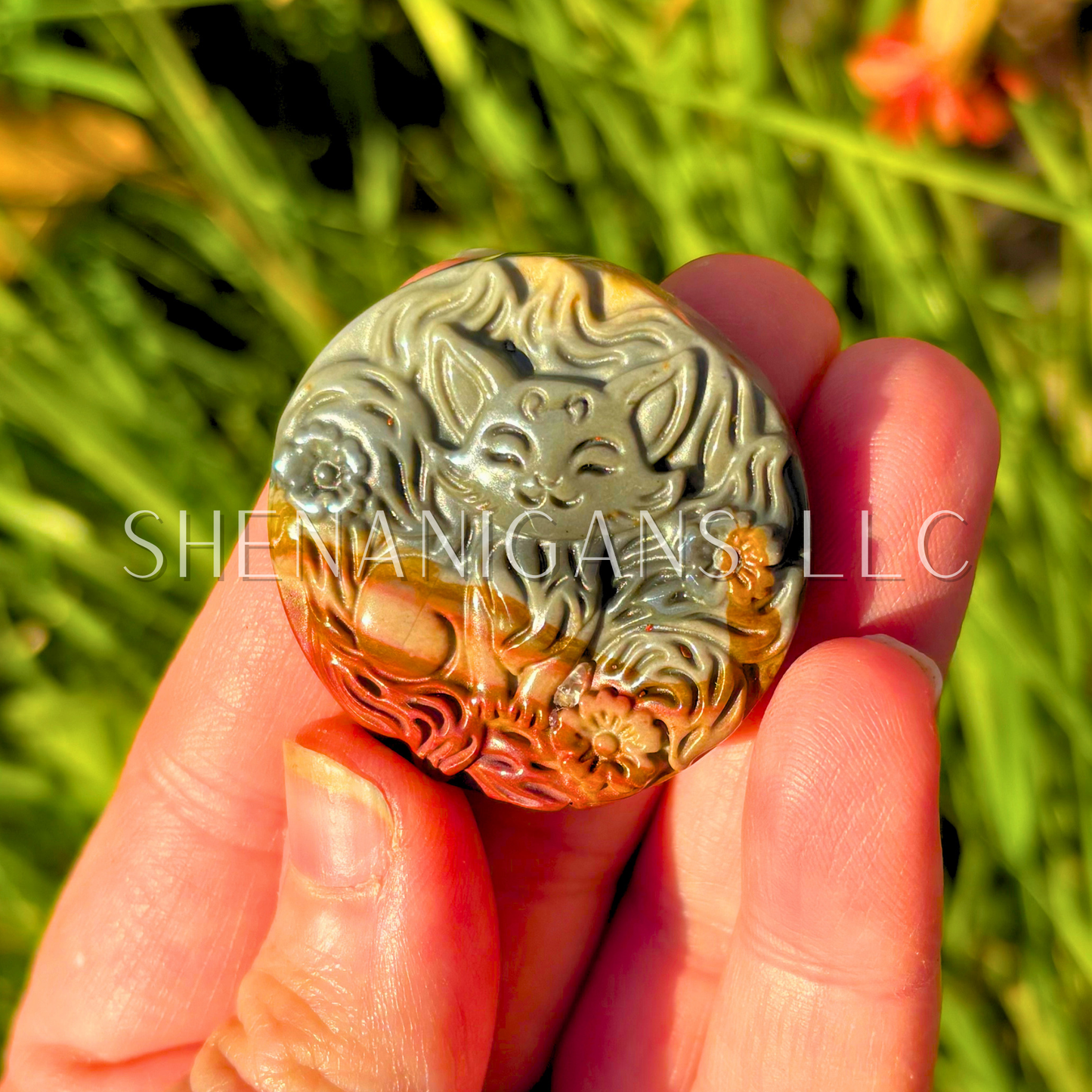 9-Tails Fox Flat Crystal Carving